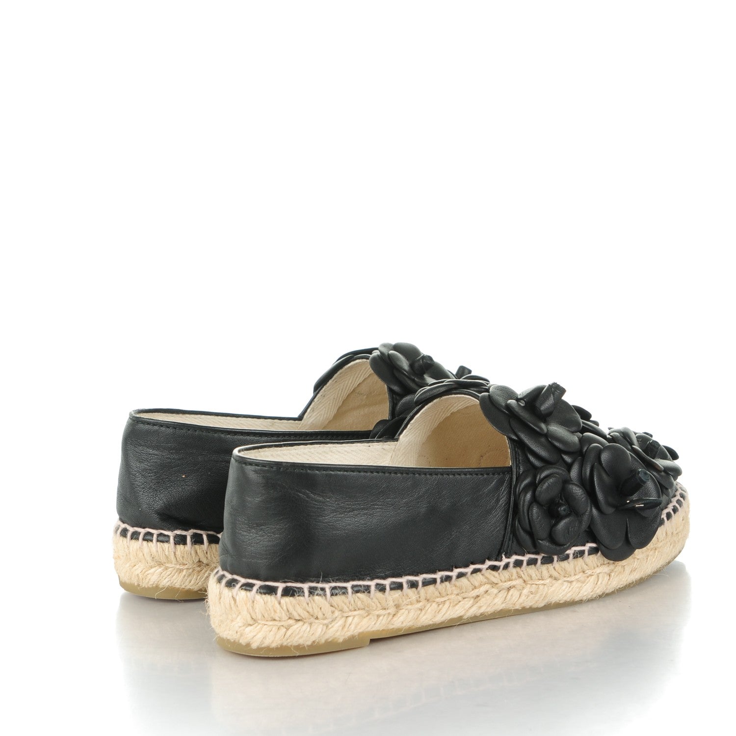 Chanel Lambskin Camellia CC Espadrilles 38 Black 4 of 9