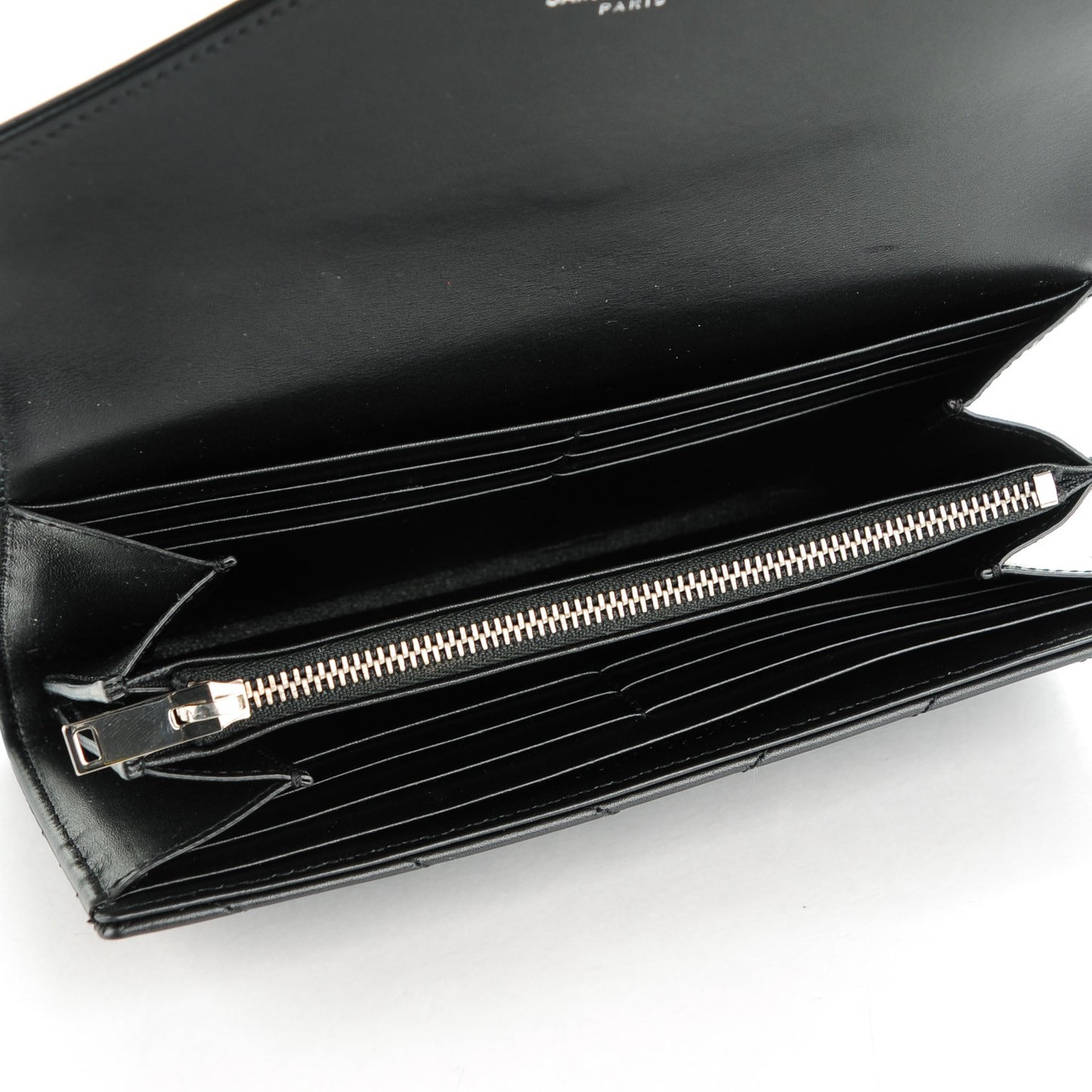 Calfskin Matelasse Chevron Monogram Flap Wallet Black