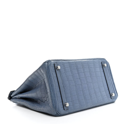 Hermes Matte Niloticus Crocodile Birkin 30 Bleu Ciel 6 of 45