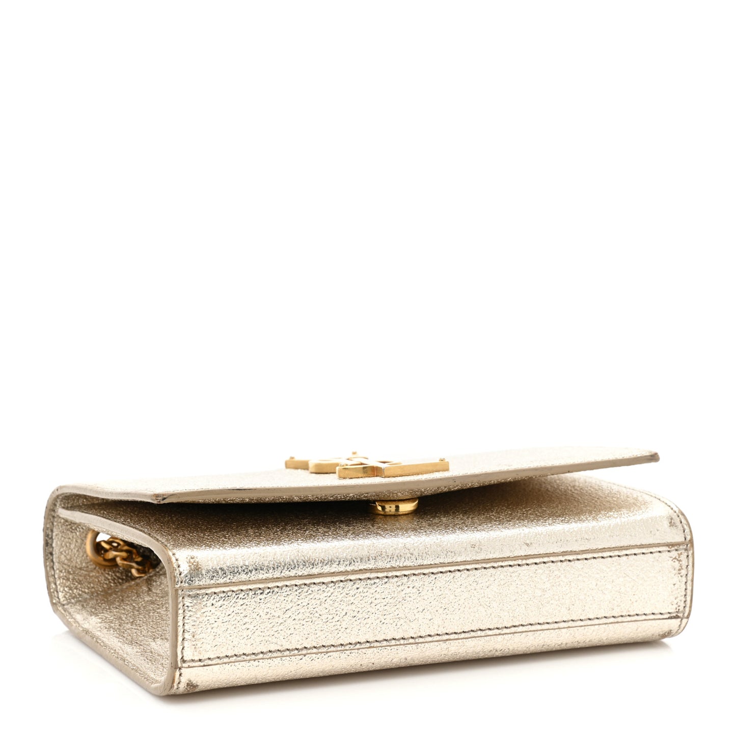 Metallic Calfskin Small Classic Monogram Kate Satchel Pale Gold