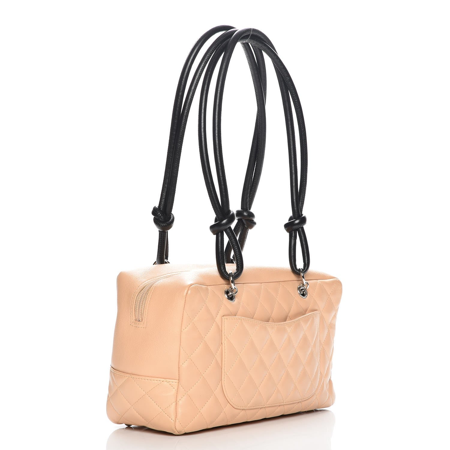 Chanel Calfskin Quilted Large Cambon Bowler Beige Black 3 of 9
