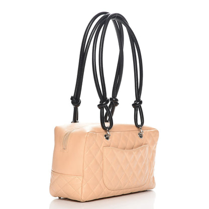 Chanel Calfskin Quilted Large Cambon Bowler Beige Black 3 of 9