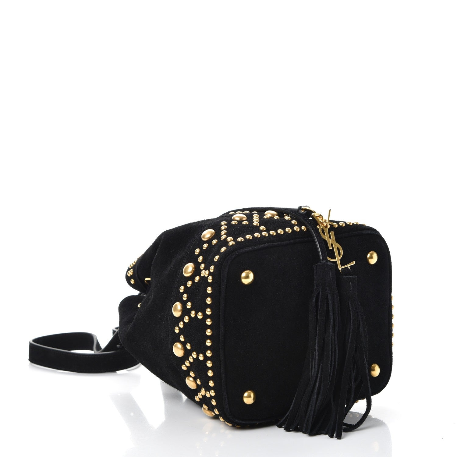 Saint Laurent Suede Small Y Studs Bucket Bag Black 4 of 7