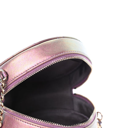 Chanel Iridescent Lambskin Quilted Round Clutch With Chain Purple 4 of 4