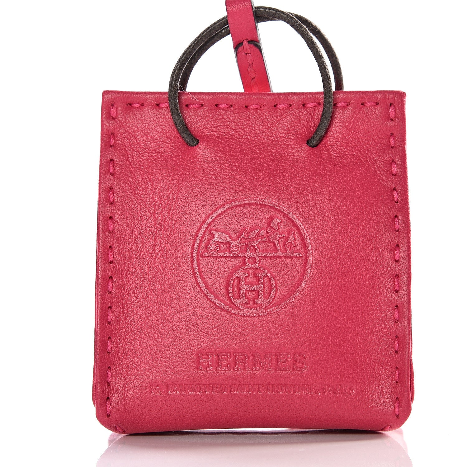 Hermes Milo Lambskin Swift Shopping Bag Charm Rose Mexico 7 of 8