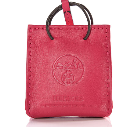 Hermes Milo Lambskin Swift Shopping Bag Charm Rose Mexico 7 of 8
