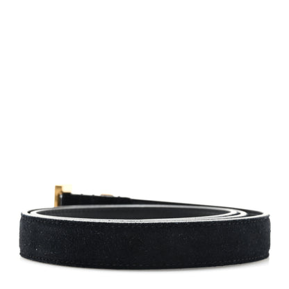 Saint Laurent Suede Calfskin Monogram Square Buckle Belt 75 30 Black 2 of 6