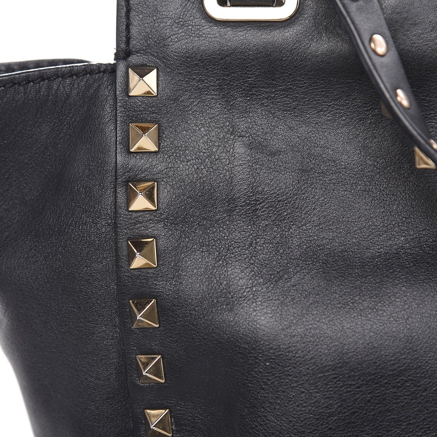 Vitello Mini Rockstud Tote Black