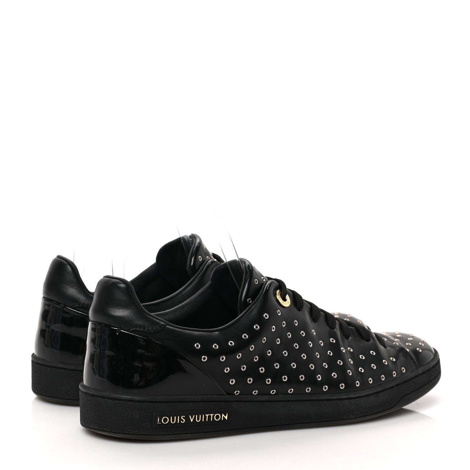 Louis Vuitton Patent Calfskin Studded Frontrow Sneakers 40 Black 4 of 8