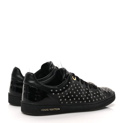 Louis Vuitton Patent Calfskin Studded Frontrow Sneakers 40 Black 4 of 8
