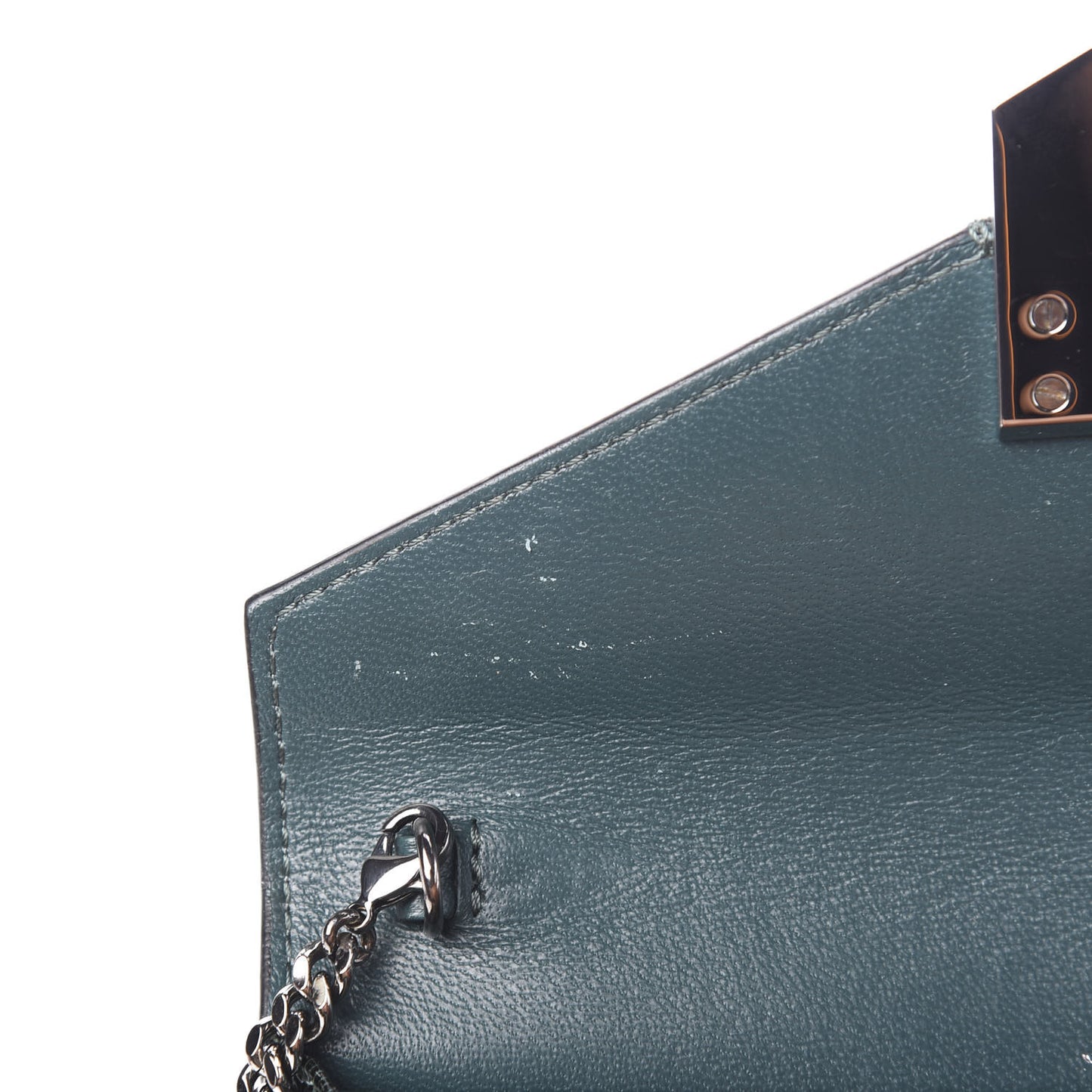Patent Lizard Embossed Chain Clutch Green