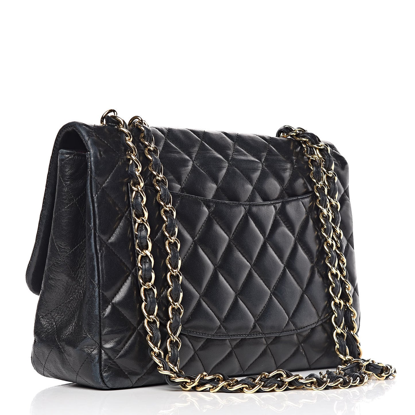 Lambskin Quilted Jumbo Single Flap Black