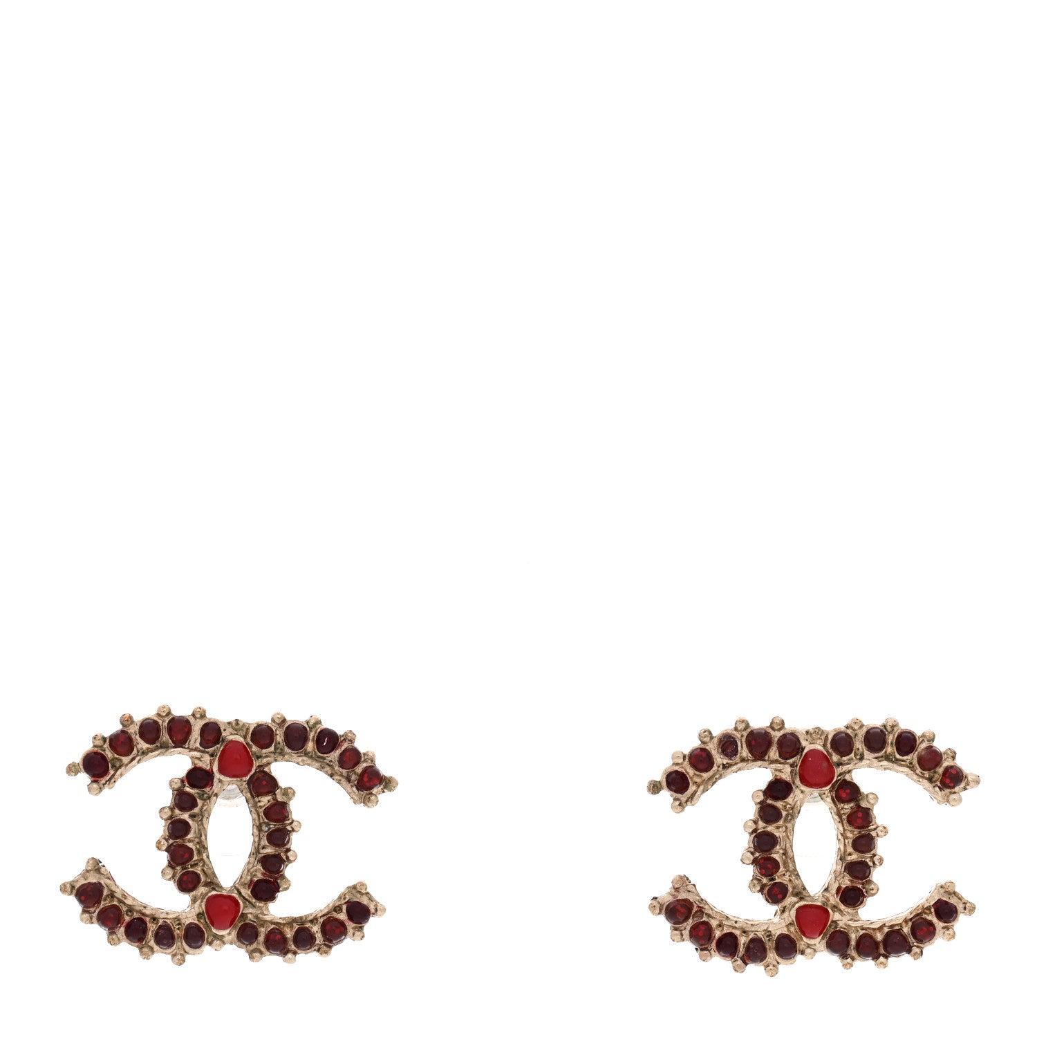 Chanel Enamel Poured Glass CC Earrings Gold 1 of 5