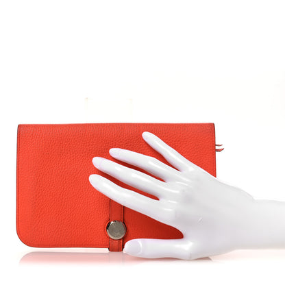 Hermes Togo Dogon Duo Wallet Orange Poppy Rose Candy 2 of 11