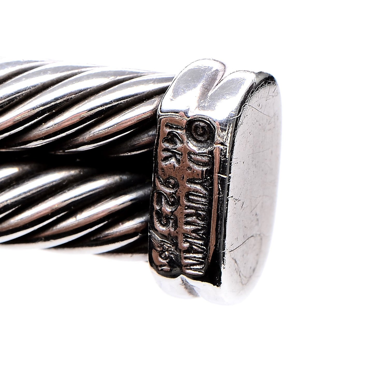 Sterling Silver 14K Yellow Gold Double Cable Cuff