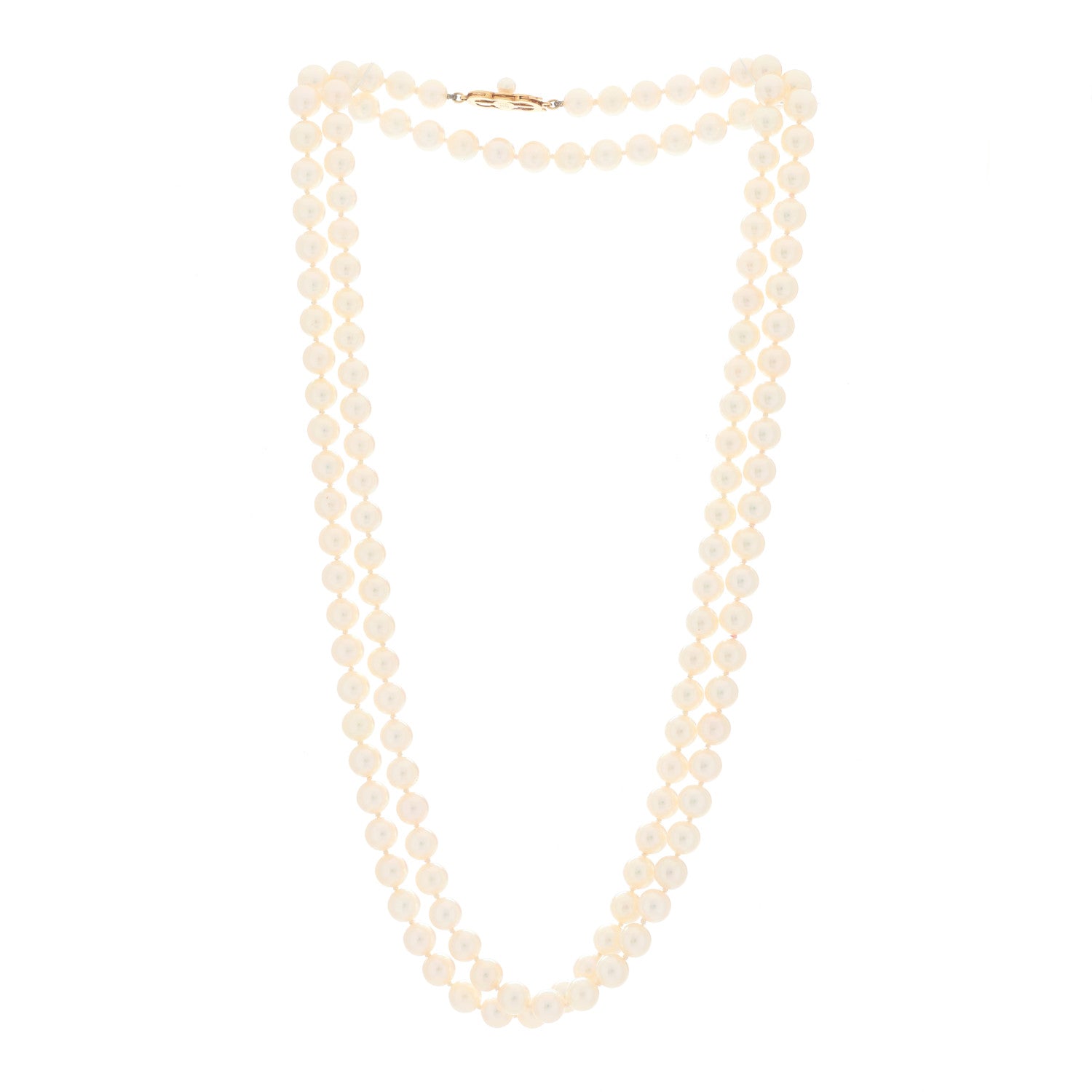 Mikimoto 18K Yellow Gold Akoya Pearl 6.5-7mm Necklace 41" 2 of 5