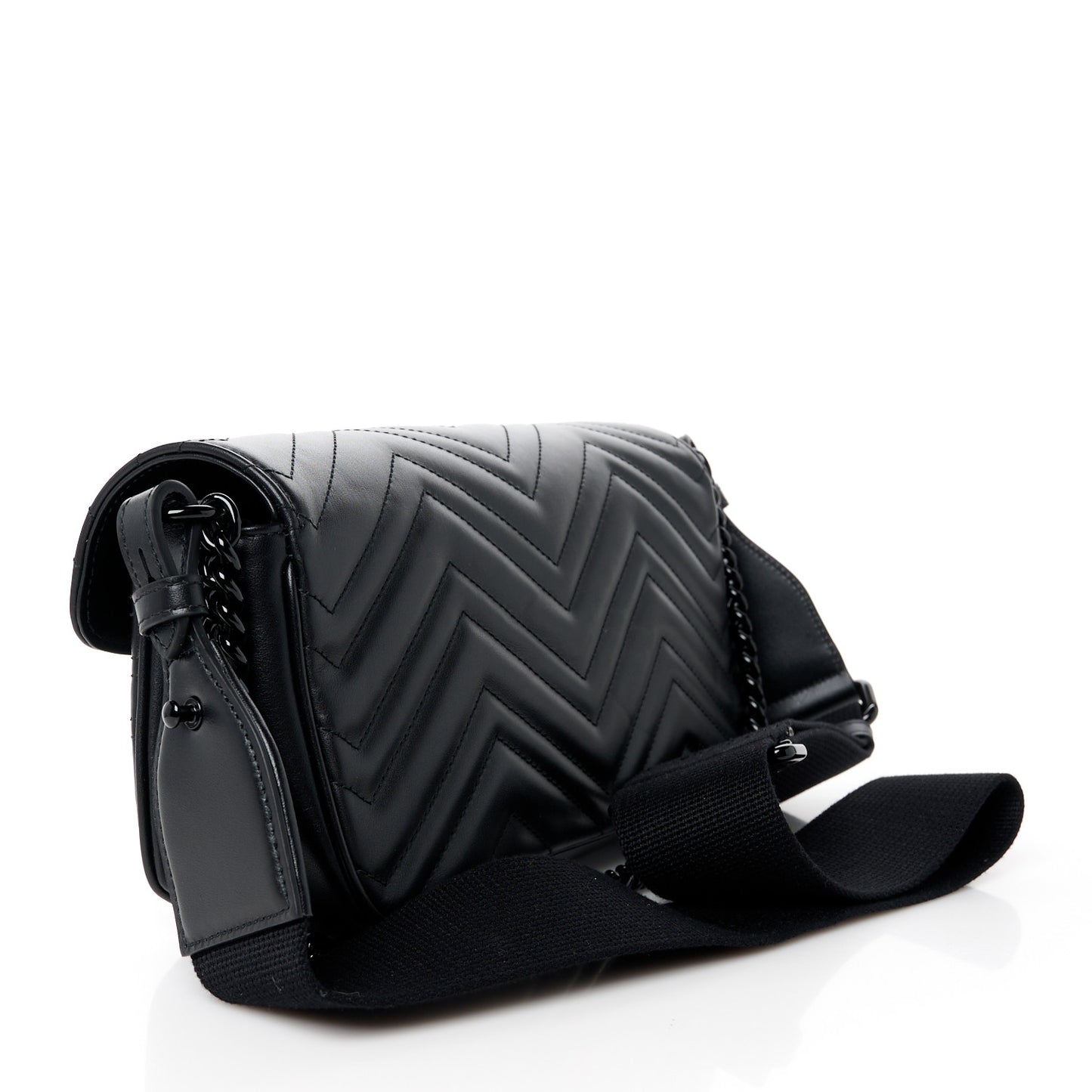 Calfskin Matelasse Monochrome GG Marmont Crossbody Shoulder Bag Black