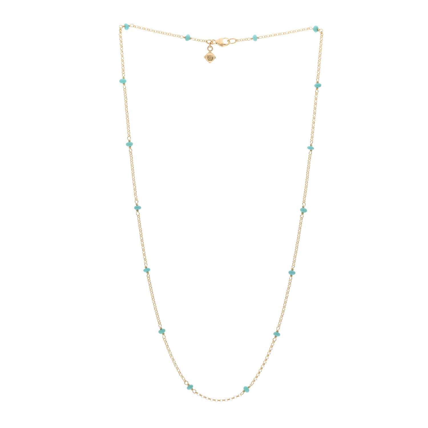 David Yurman 18K Yellow Gold Turquoise Cable Collectibles Bead Station Necklace 18" 3 of 4