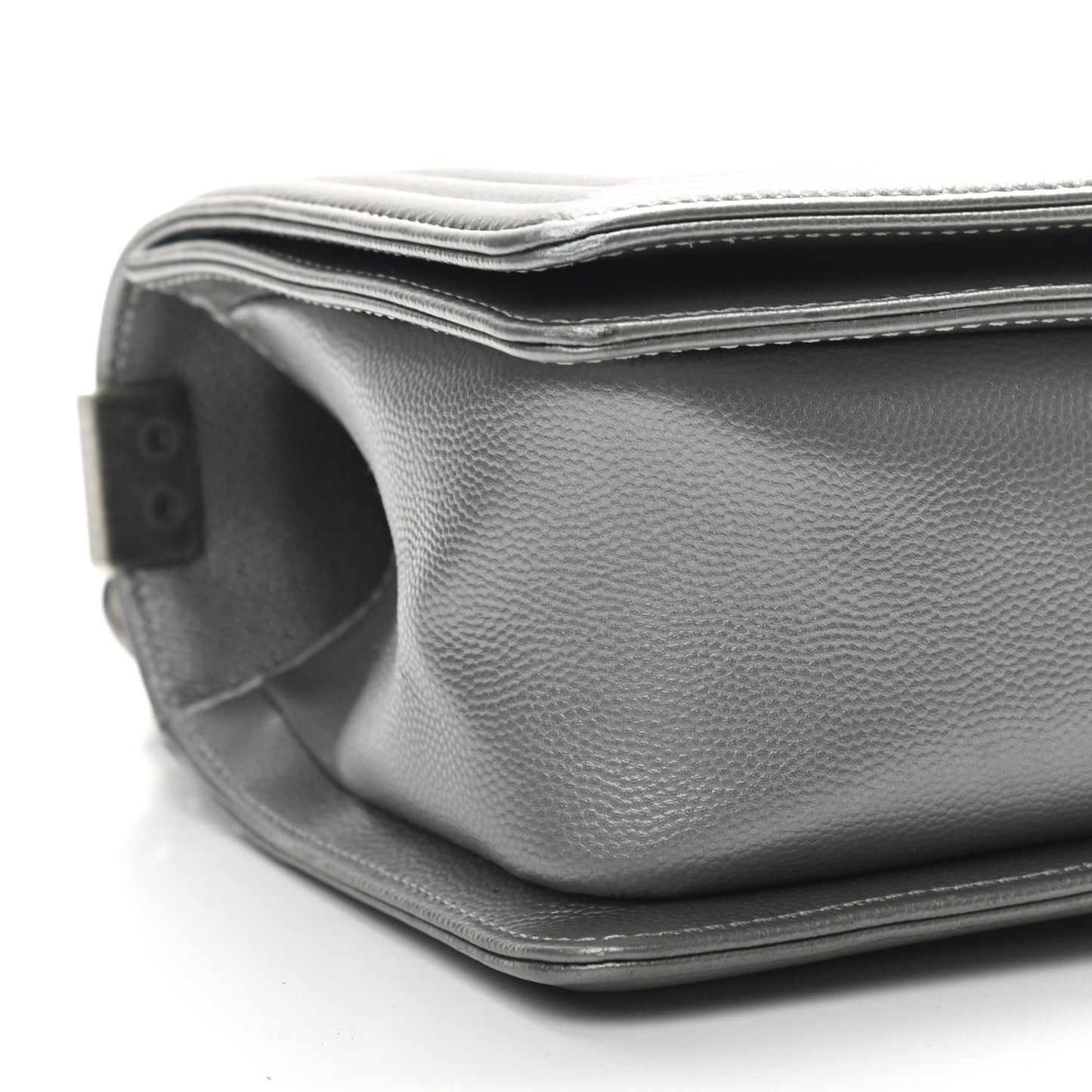 Metallic Caviar Quilted Medium Boy Flap Silver