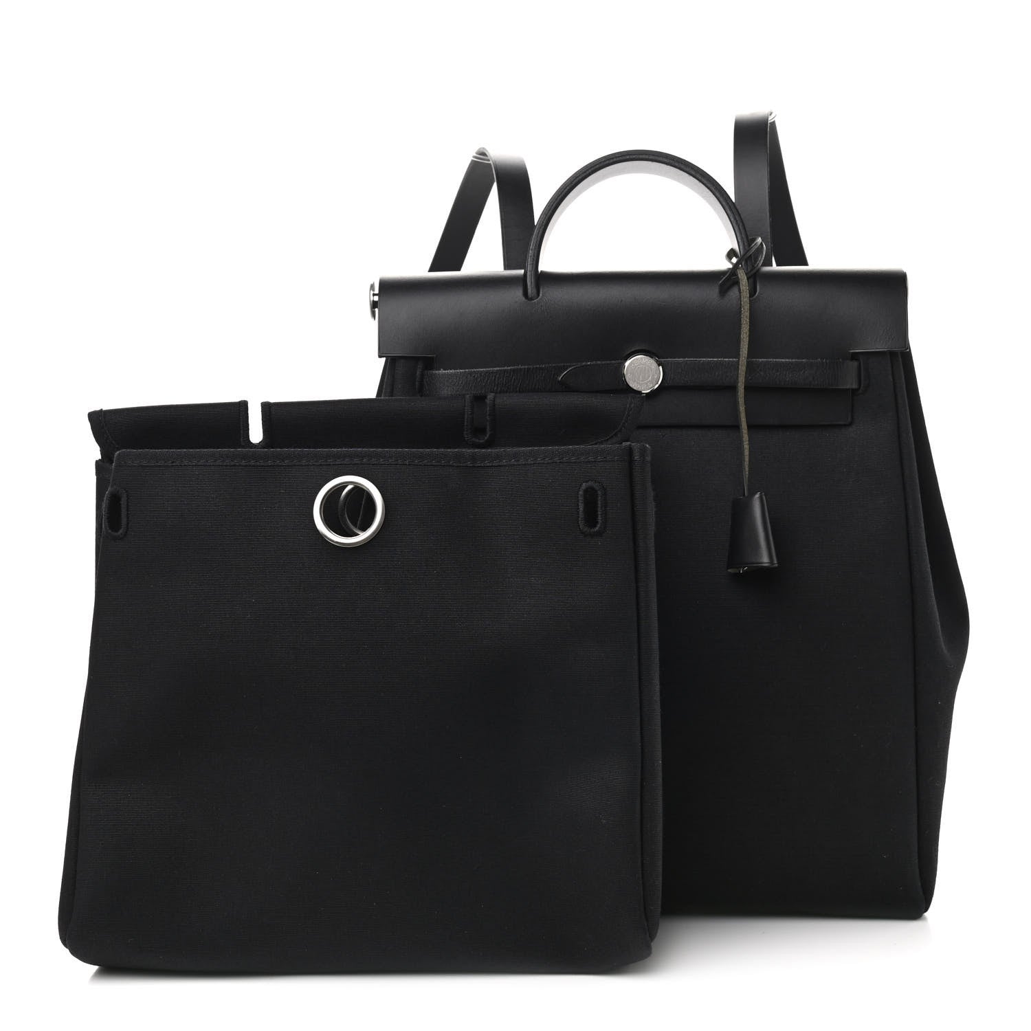 Hermes Toile Vache Calfskin Herbag 30 PM Backpack Black 2 of 12