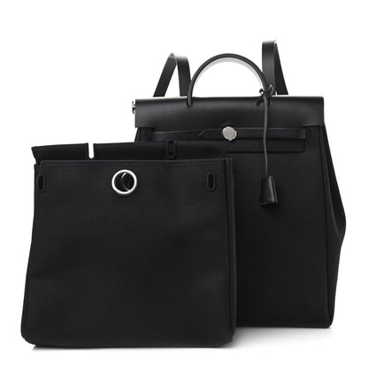 Hermes Toile Vache Calfskin Herbag 30 PM Backpack Black 2 of 12