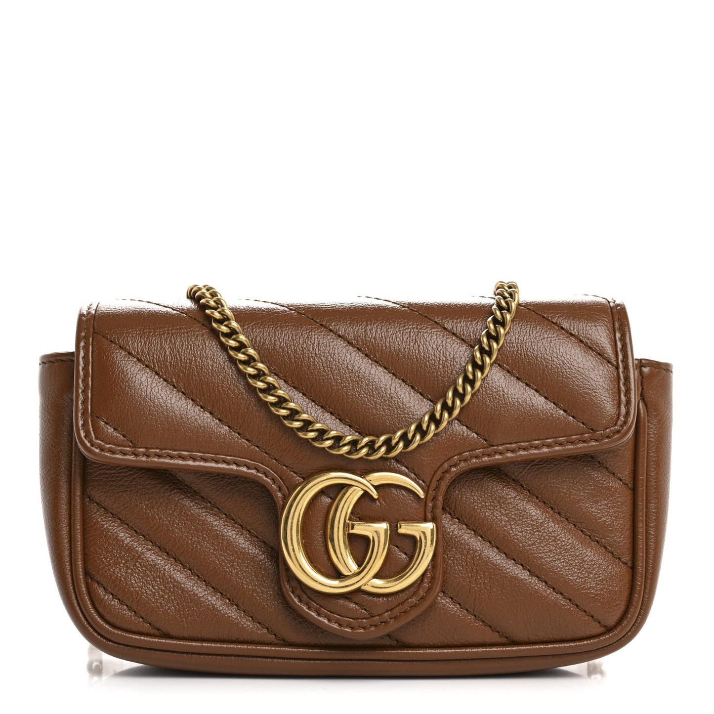 Azalea Calfskin Matelasse Diagonal Super Mini GG Marmont Shoulder Bag Cuir