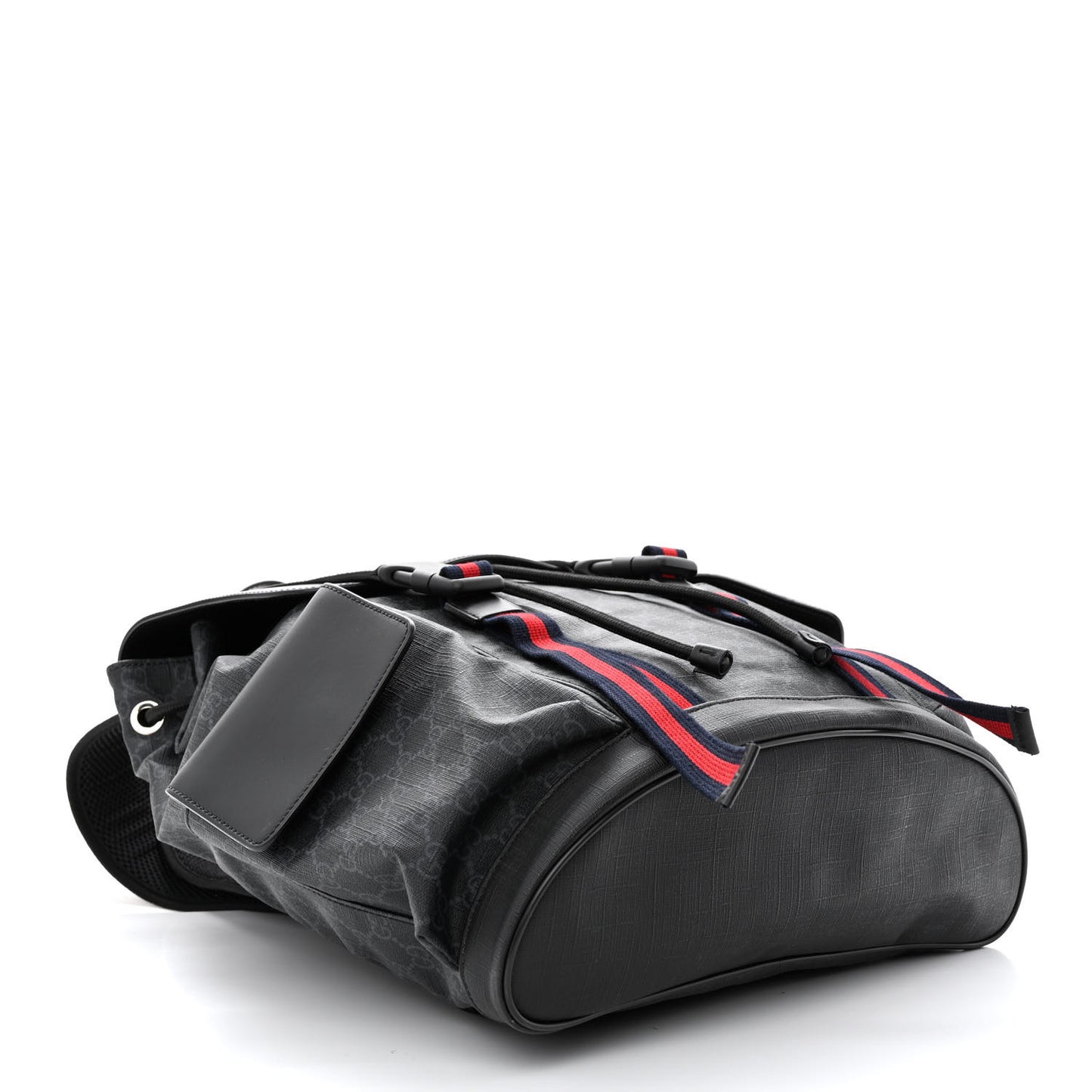 Soft GG Supreme Monogram Appia Calfskin Web Double Buckle Backpack Black