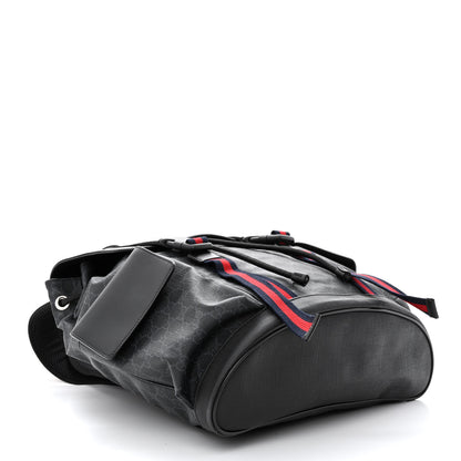 Gucci Soft GG Supreme Monogram Appia Calfskin Web Double Buckle Backpack Black 4 of 11