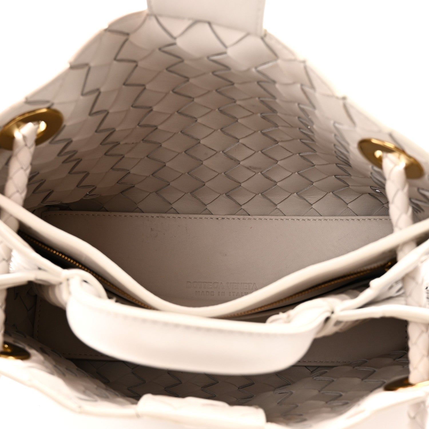 Bottega Veneta Nappa Intrecciato Small Andiamo Shoulder Bag White 5 of 9