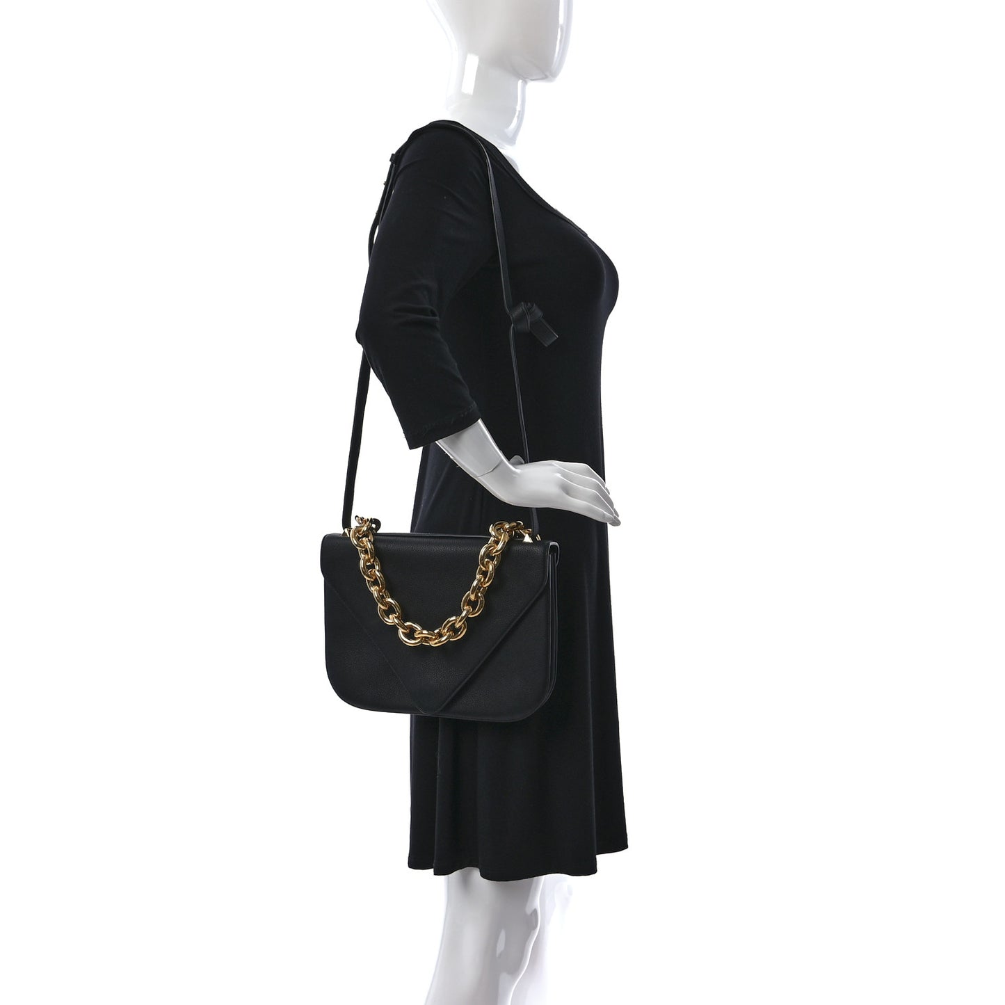 Calfskin Mount Envelope Bag Black