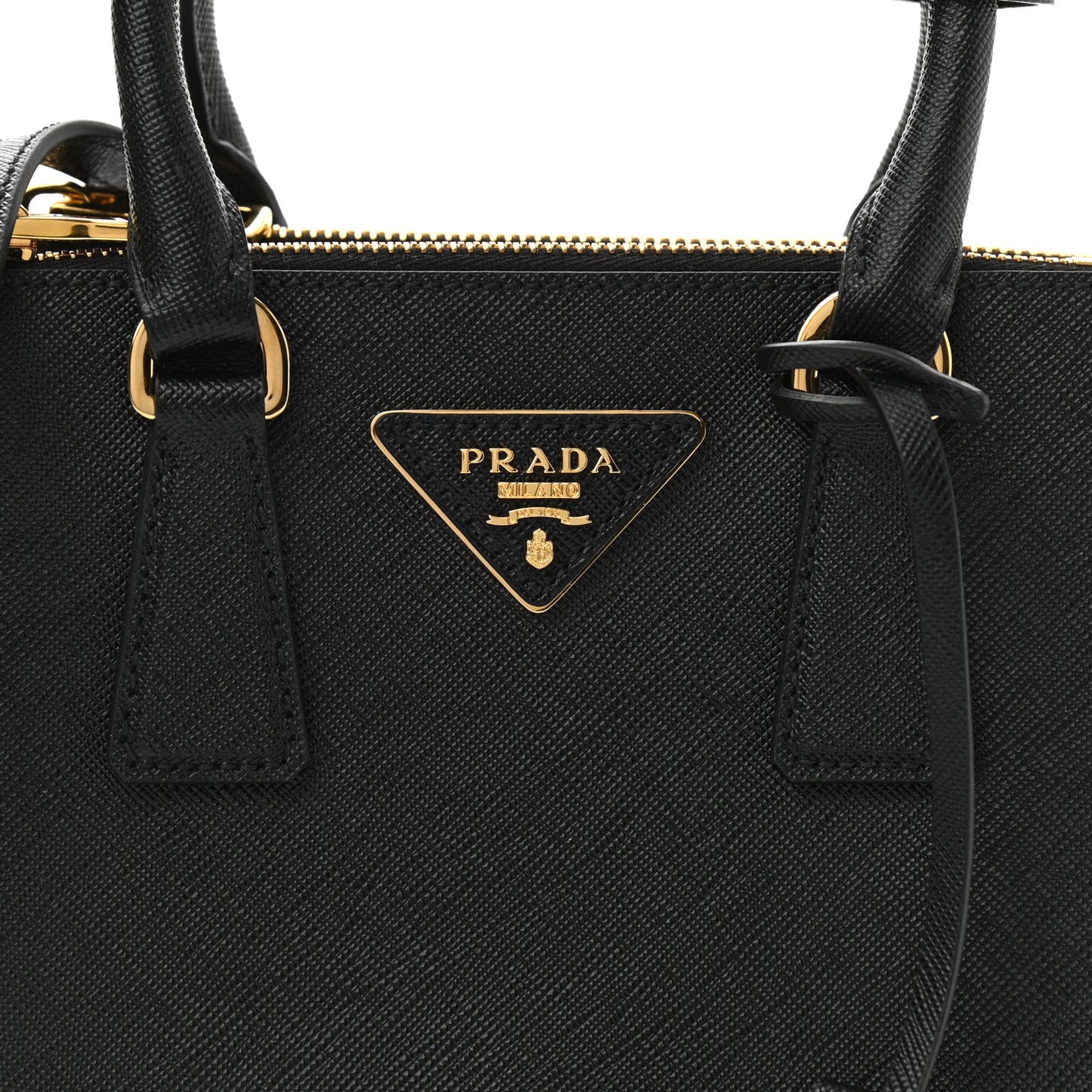 Saffiano Lux Mini Galleria Double Zip Tote Black