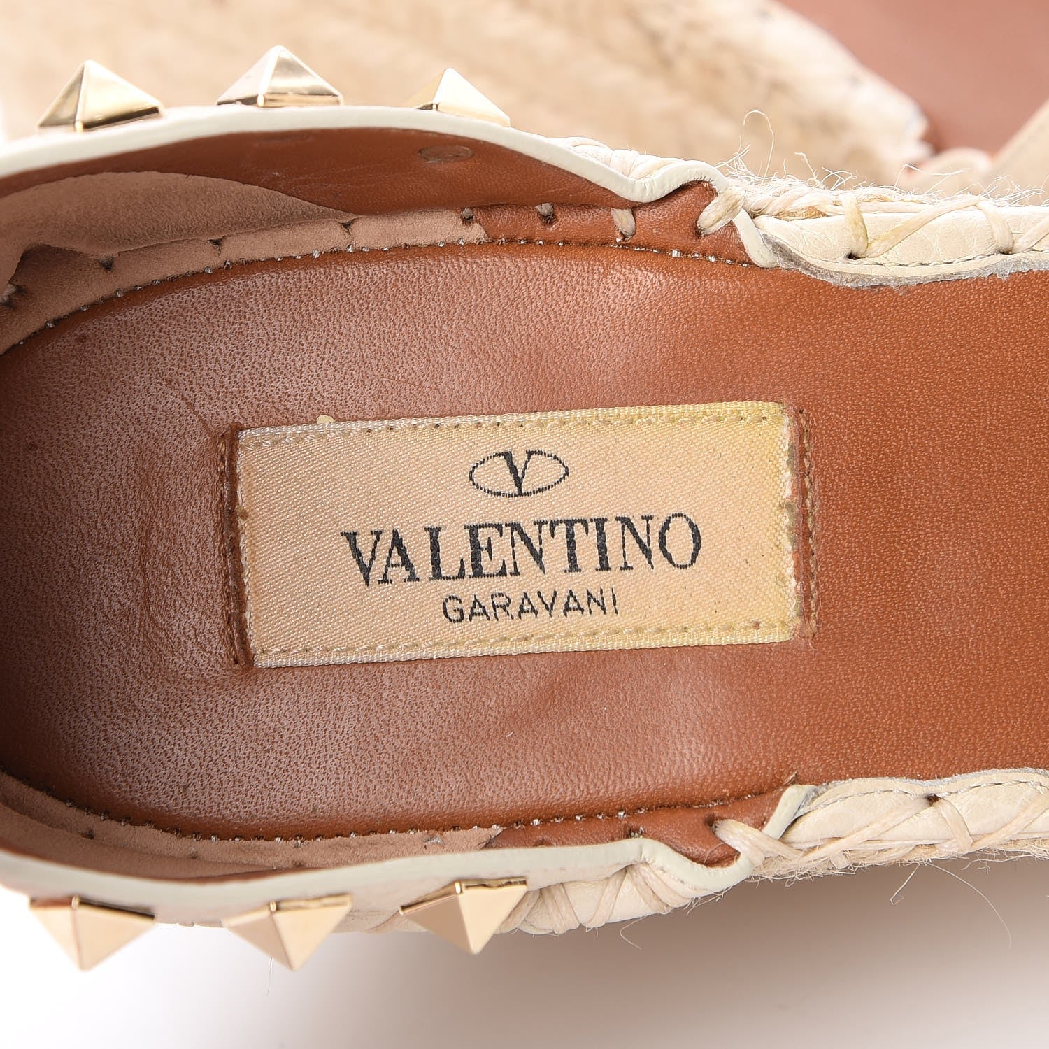 Valentino Garavani Grained Calfskin Rockstud Ankle Wrap Espadrille 15/85mm Wedges 41 Light Ivory 5 of 8