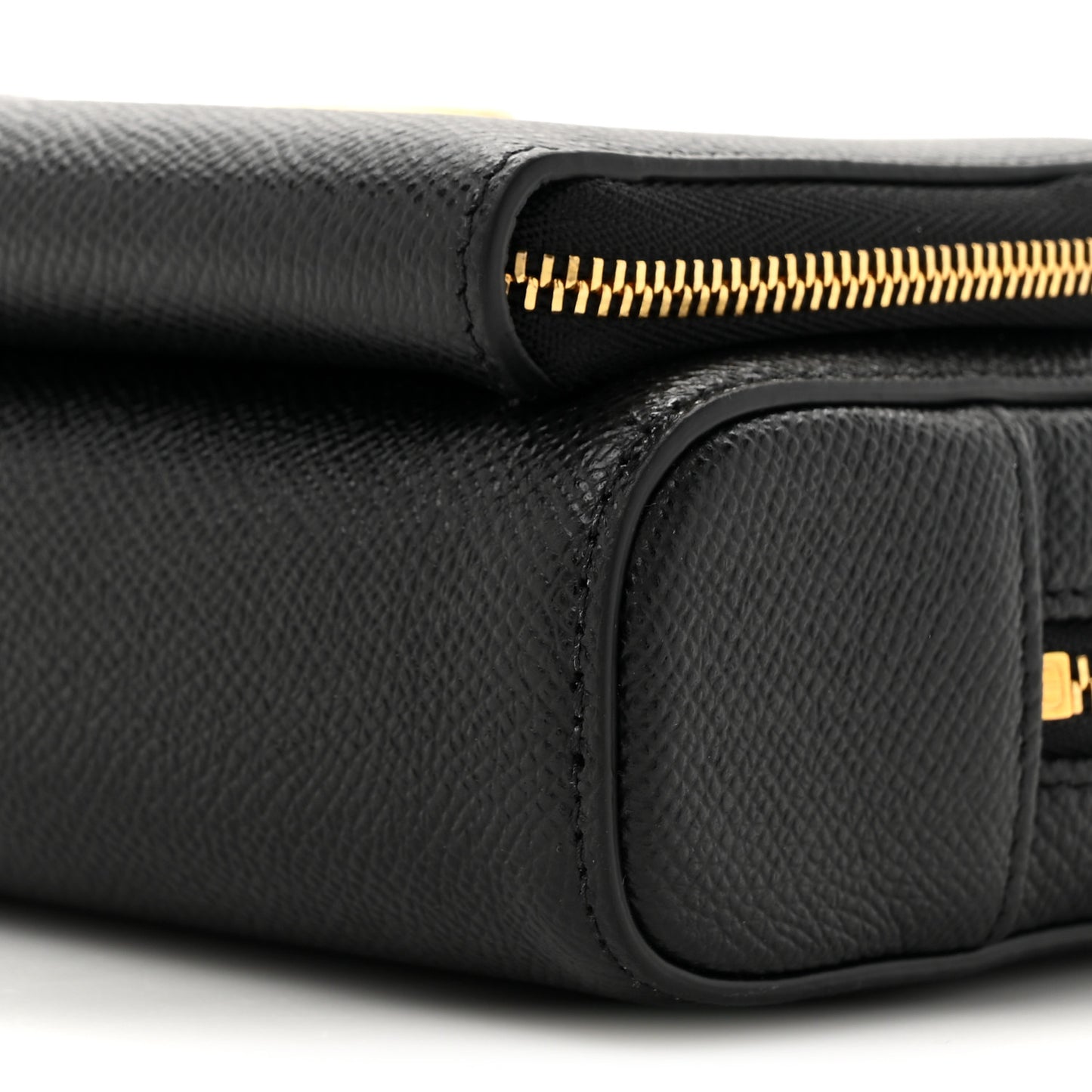 Grained Calfskin Caro Double Pouch Black