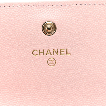 Chanel Caviar Quilted Crystal CC Large Gusset Flap Wallet Pink 7 of 9