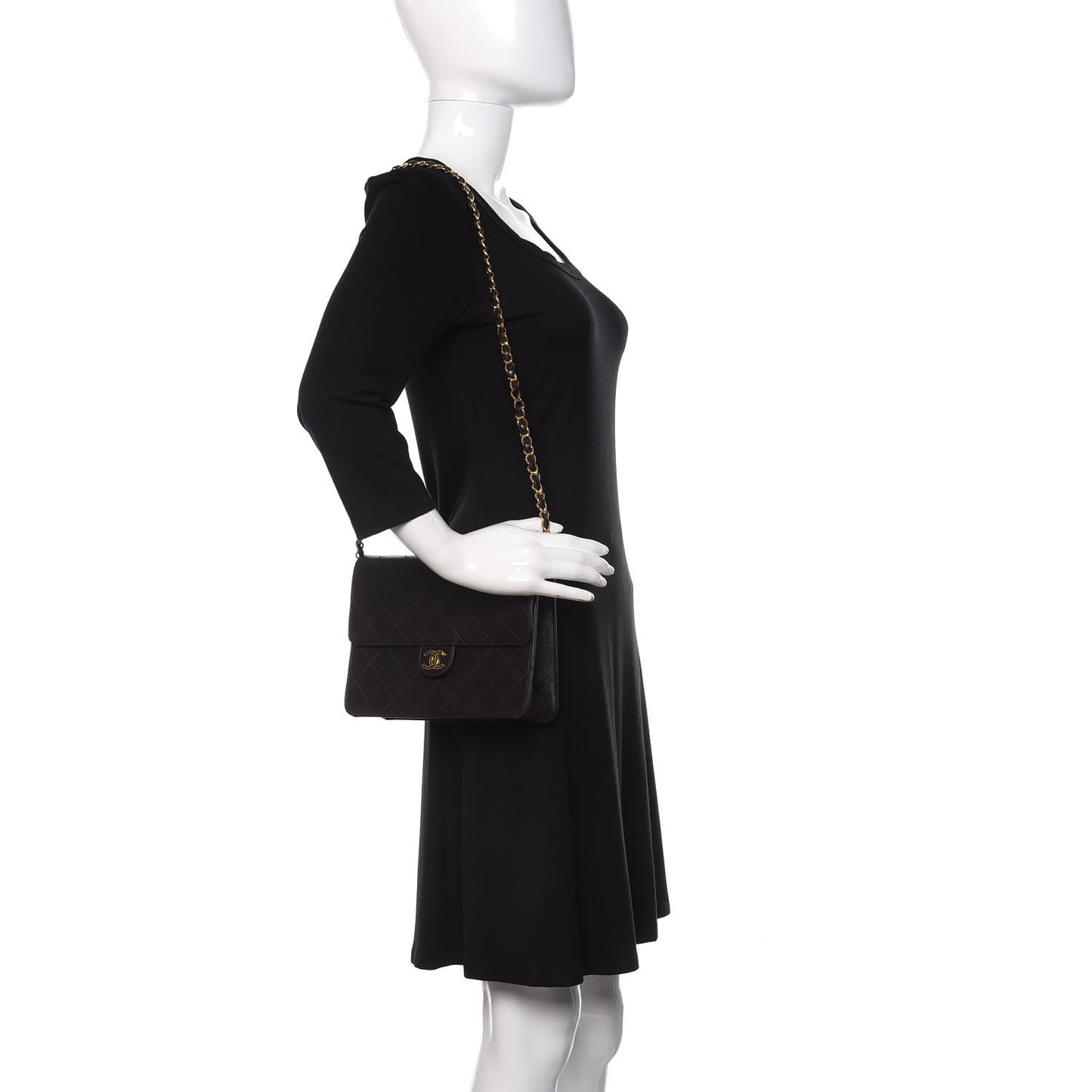 Lambskin Quilted Small Single Flap Bag Dark Brown