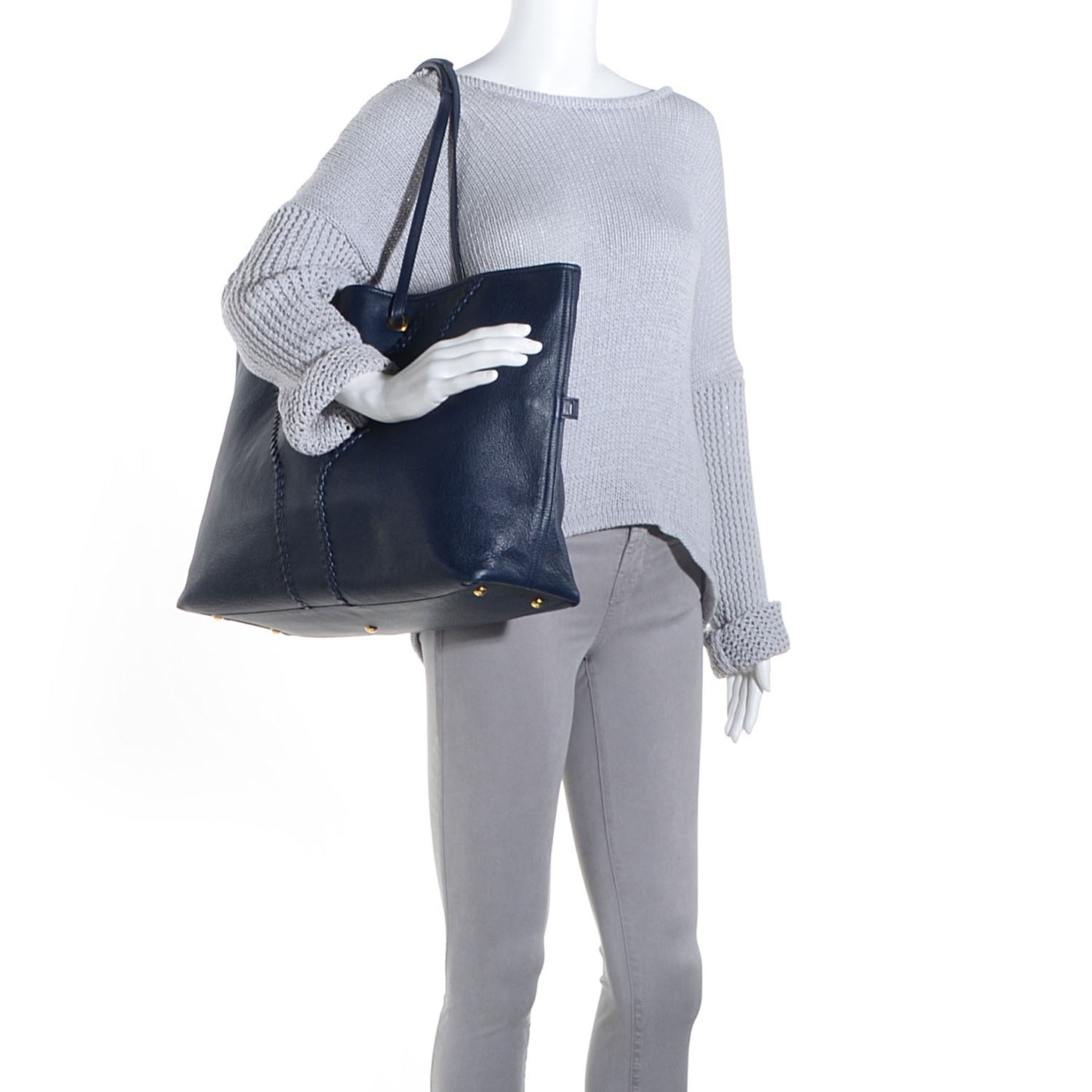 Calfskin Large Neo Double Reversible Tote Navy