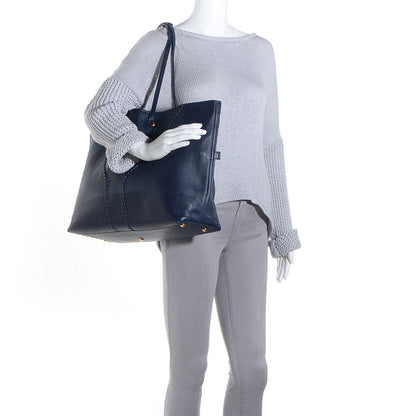 Saint Laurent Calfskin Large Neo Double Reversible Tote Navy 2 of 7