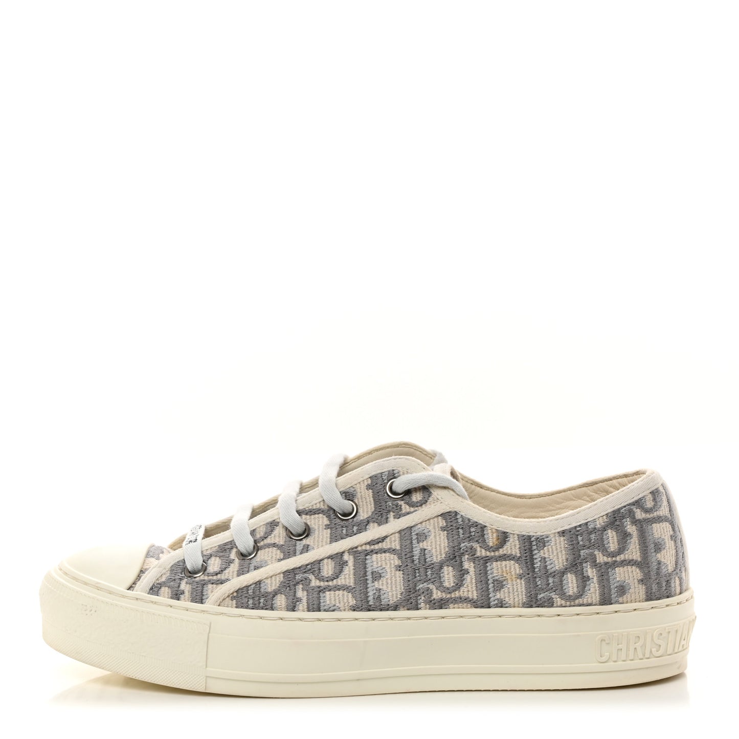 Canvas Oblique Walk'N'Dior Low Top Sneakers 38.5 Stone Grey