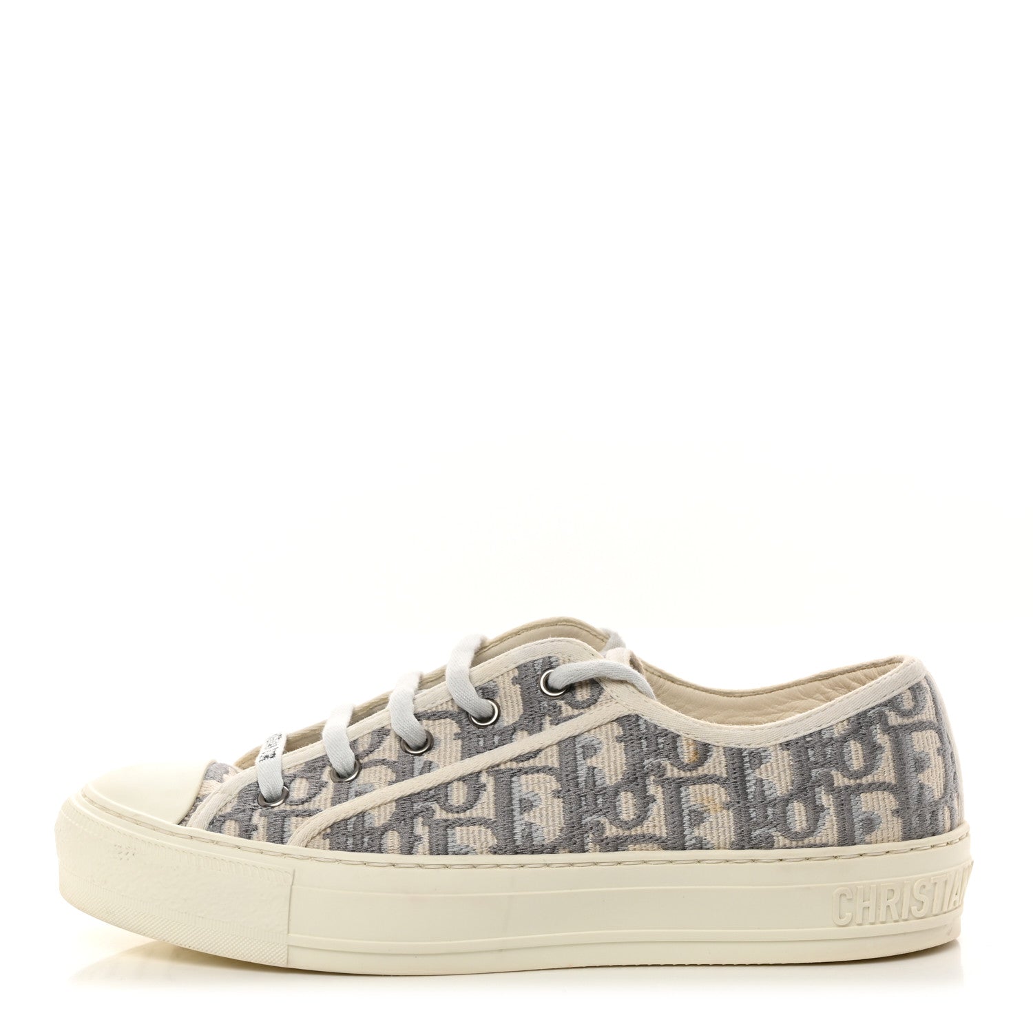 Christian Dior Canvas Oblique Walk'N'Dior Low Top Sneakers 38.5 Stone Grey 1 of 8