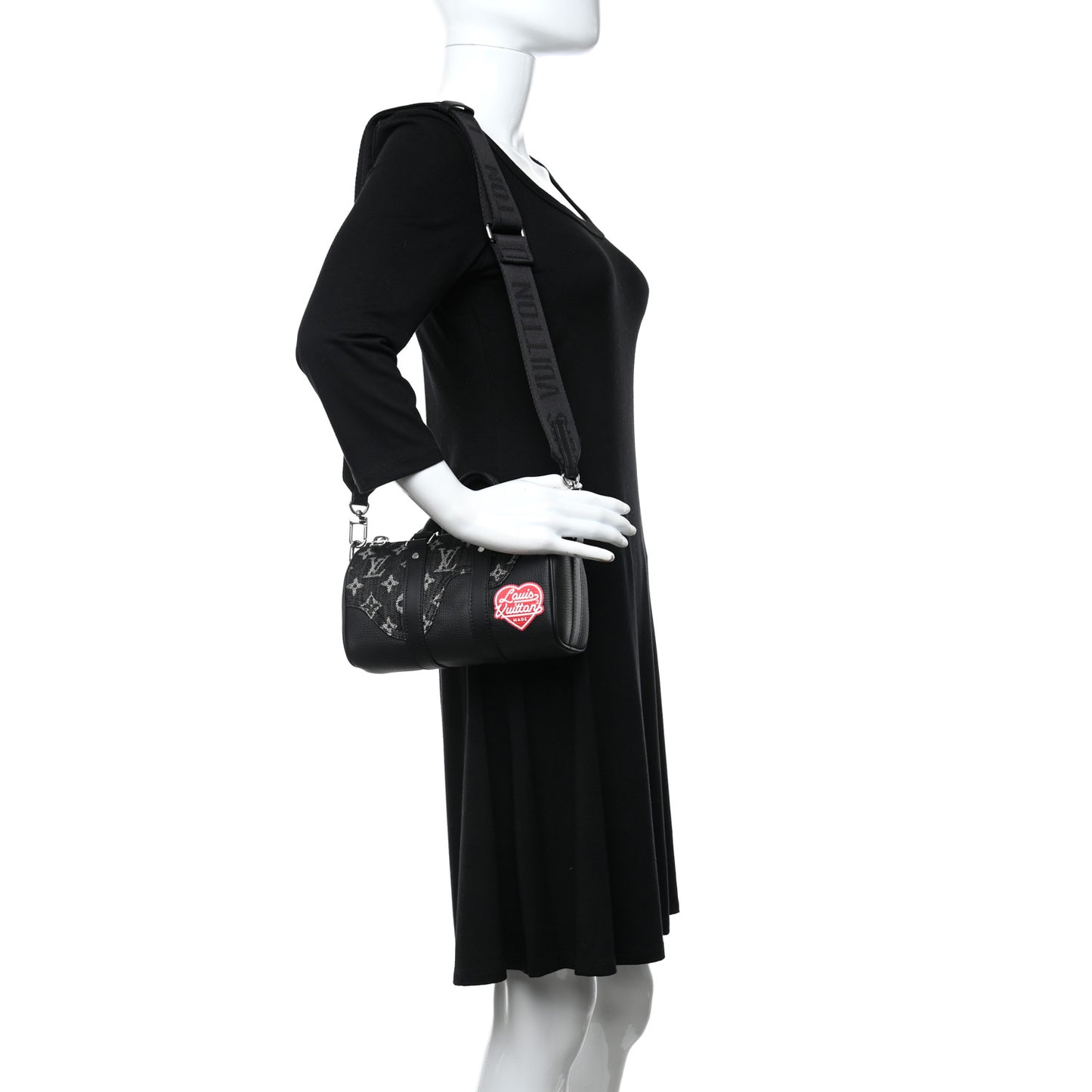 X NIGO Taurillon Monogram Denim Drip Keepall XS Black