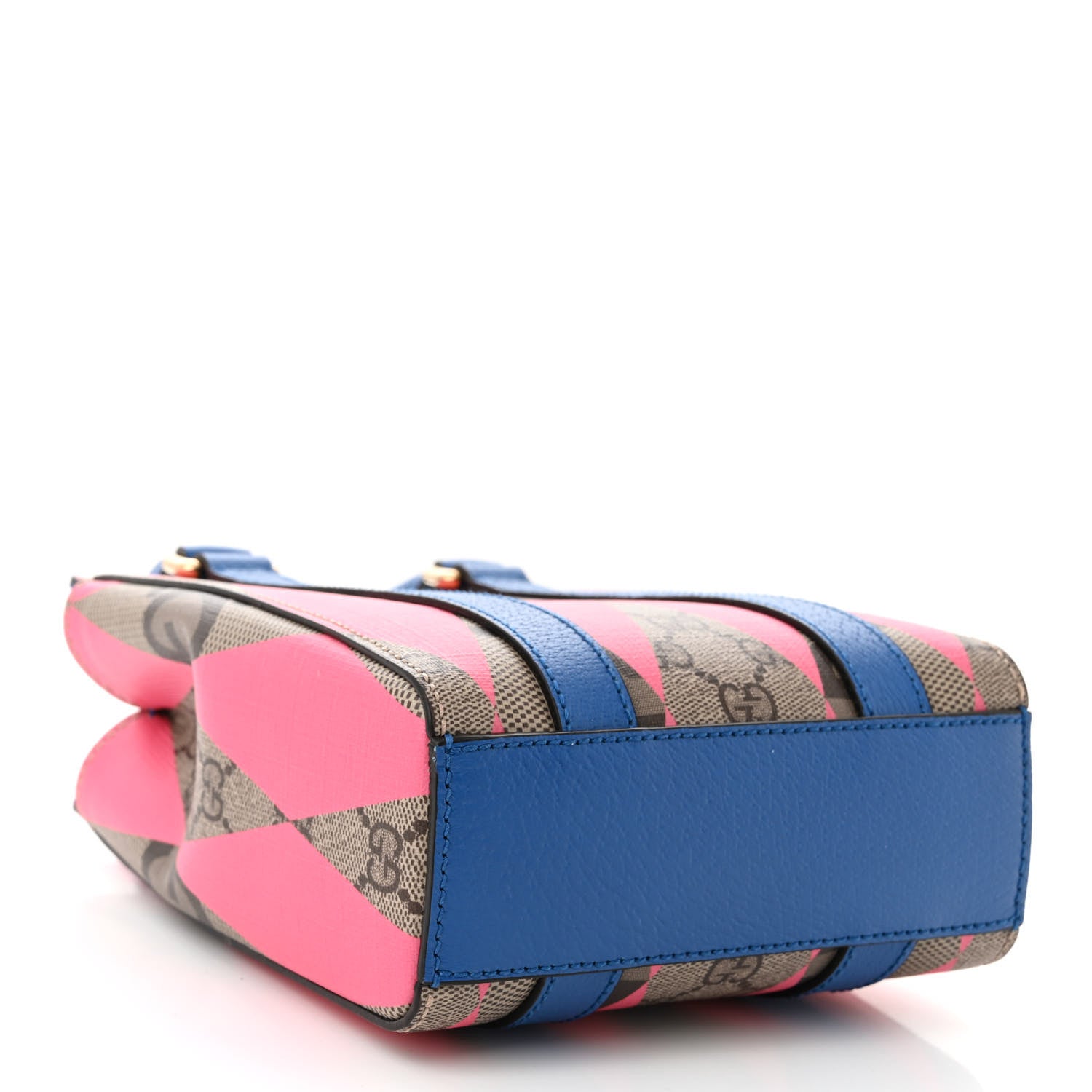 Gucci GG Supreme Monogram Textured Dollar Calfskin Rhombus Mini Tote Bag Beige Ebony Pink Blue 4 of 10
