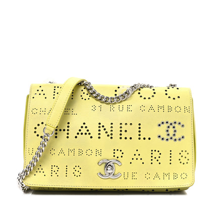 Chanel Calfskin Piercing Light Flap Bag  Yellow 1 of 13