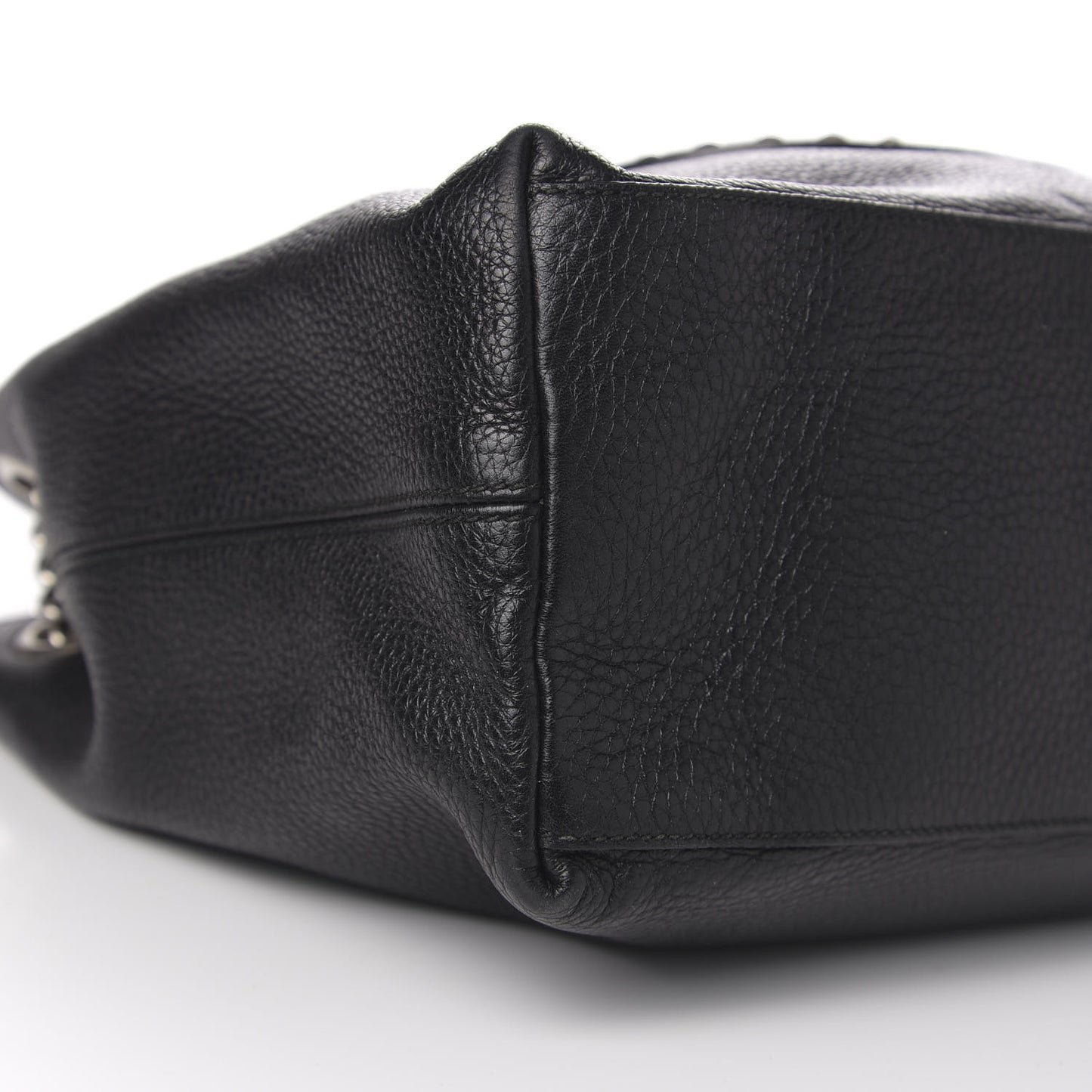 Pebbled Calfskin Studded Medium Soho Chain Shoulder Bag Black