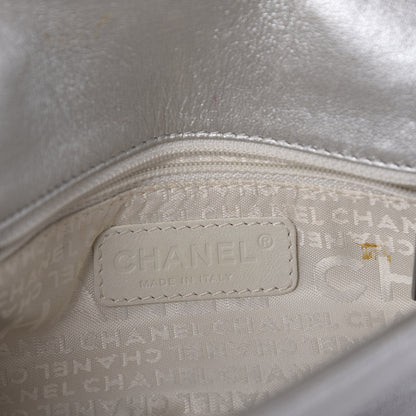 Chanel Metallic Lambskin Camellia Single Flap Silver 8 of 11