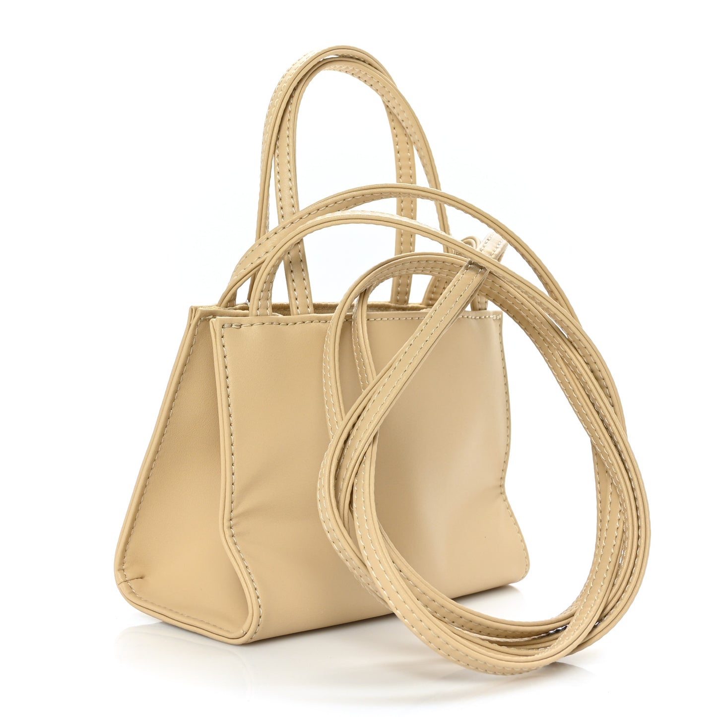 Vegan Leather Small Shopping Bag Cream
