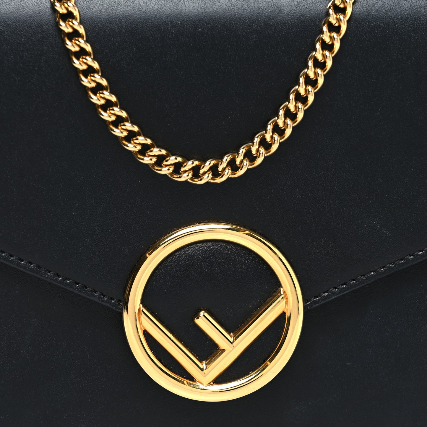 Vitello Liberty Lucido F is Fendi Medium Envelope Wallet on Chain Black