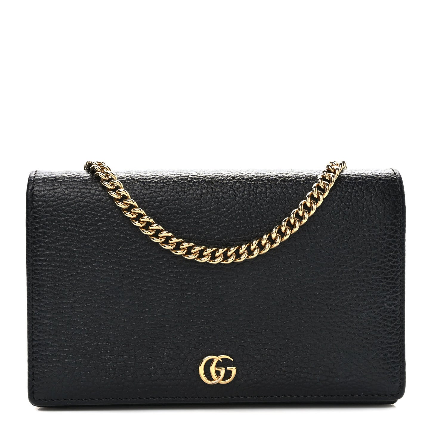 Calfskin Mini GG Marmont Chain Wallet Black