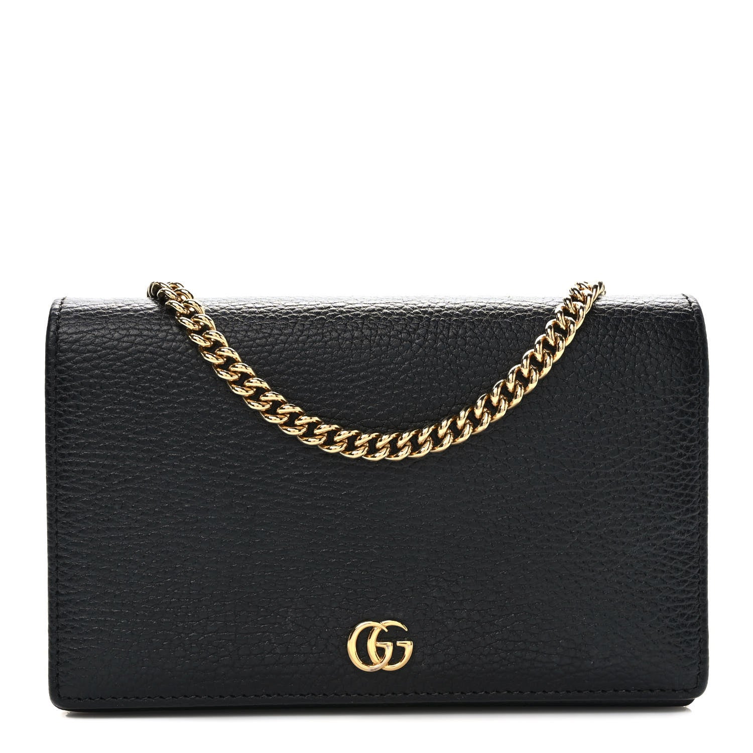 Gucci Calfskin Mini GG Marmont Chain Wallet Black 1 of 11