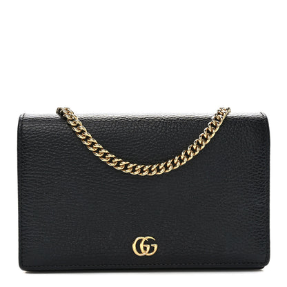 Gucci Calfskin Mini GG Marmont Chain Wallet Black 1 of 11