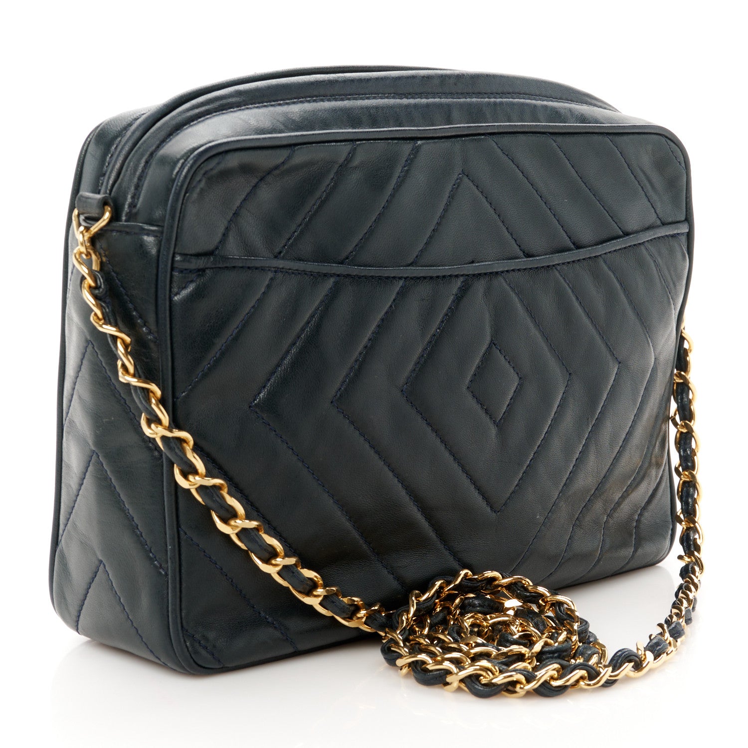Chanel Lambskin Quilted Camera Tassel Bag Navy 3 of 12